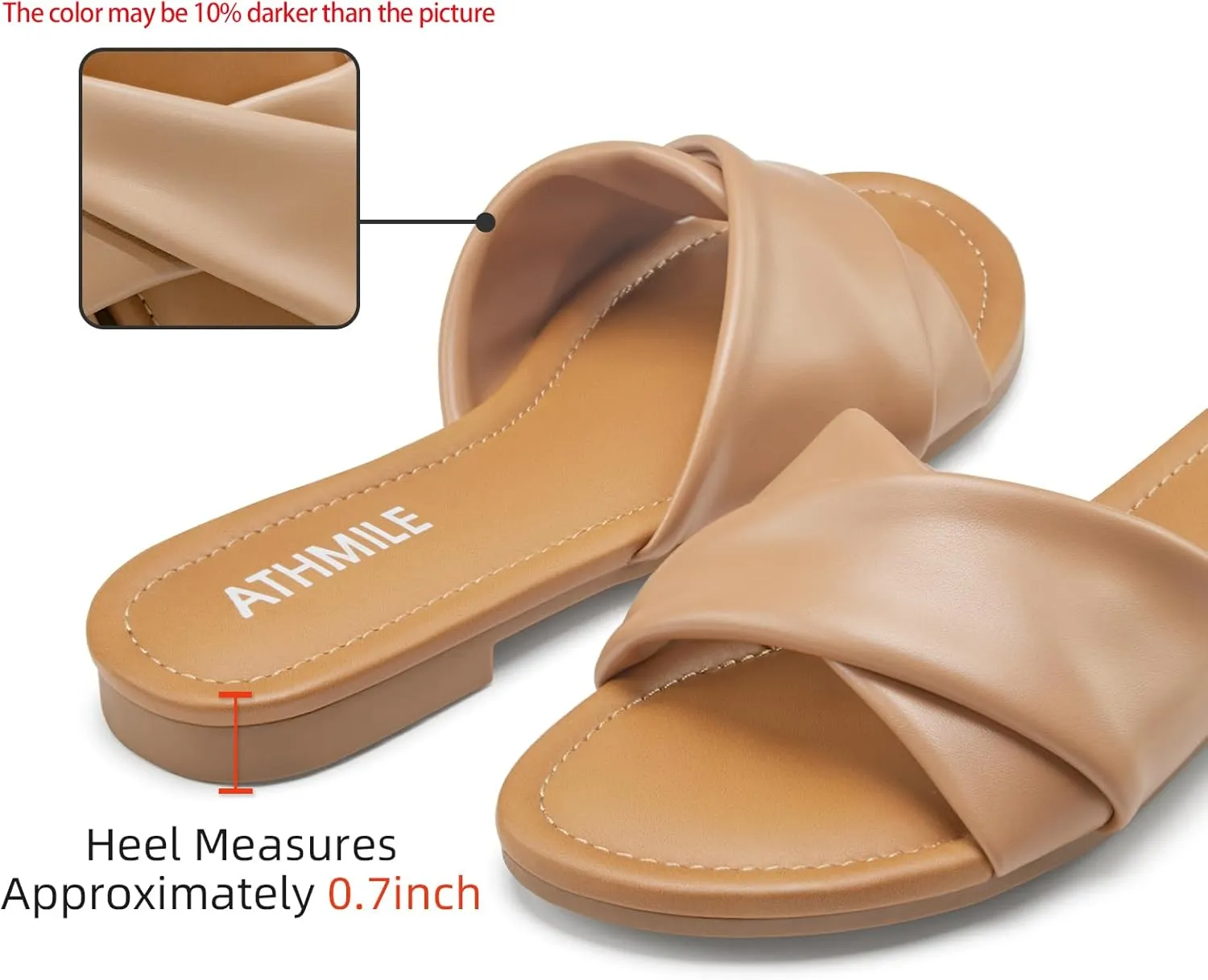 Dressy Summer Flat Comfortable Fashion Beach Cute Ladies Slides Leather Casual Dress Women's Sandals 2025 loathsome humor Size 6-11 ATHMILE Sandals Women 