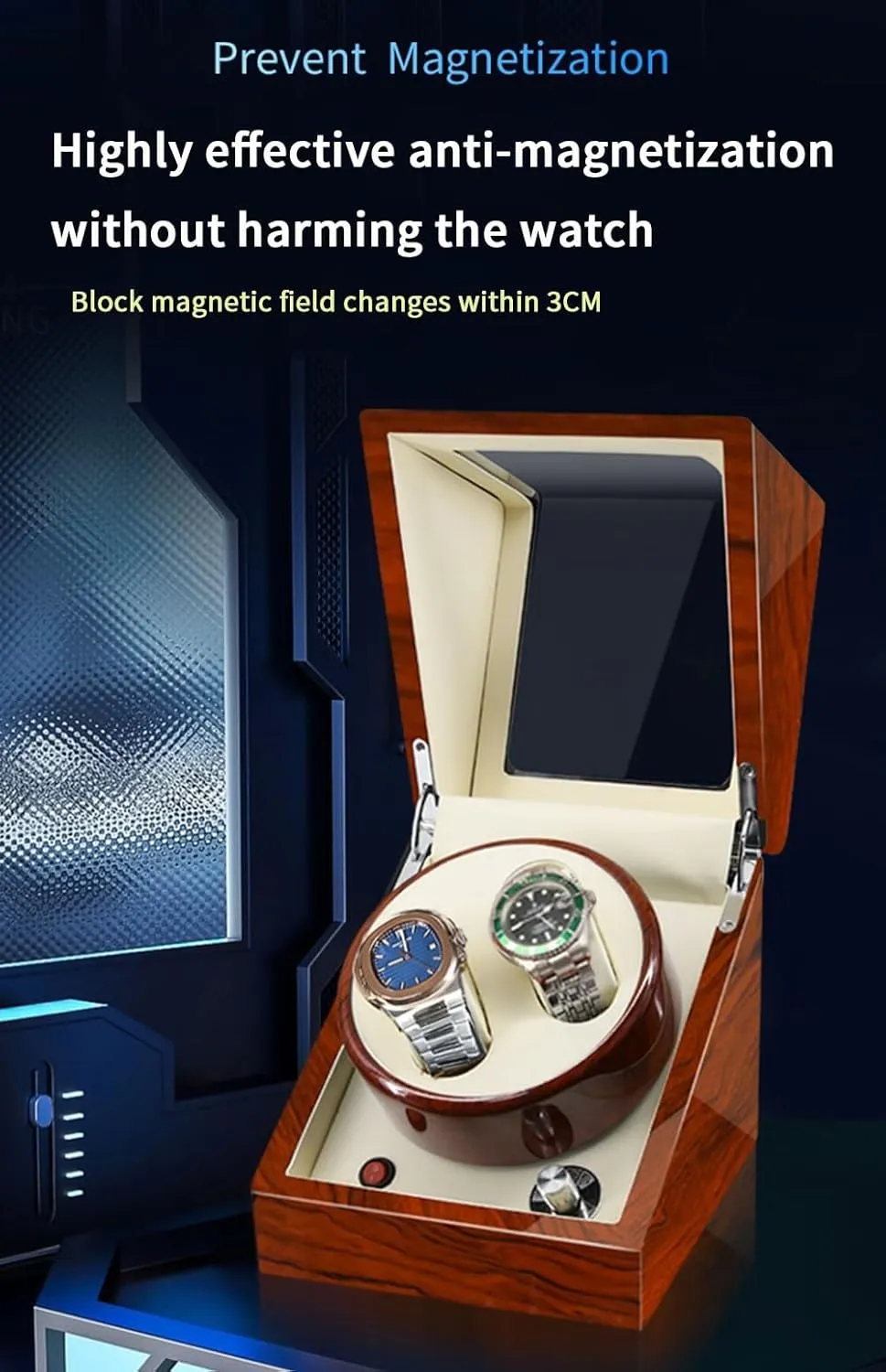 Drive Motor 5 Different Settings Led Light with Super Quiet Motor Luxury Fiber Leather Storage Case broadcast exclusive Automatic Watch Winder Direct 