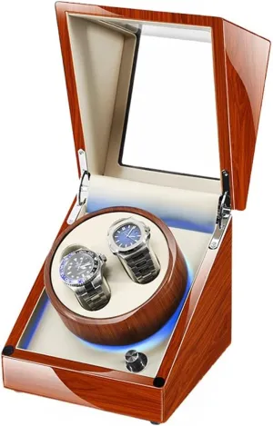 Drive Motor 5 Different Settings Led Light with Super Quiet Motor Luxury Fiber Leather Storage Case broadcast exclusive Automatic Watch Winder Direct 