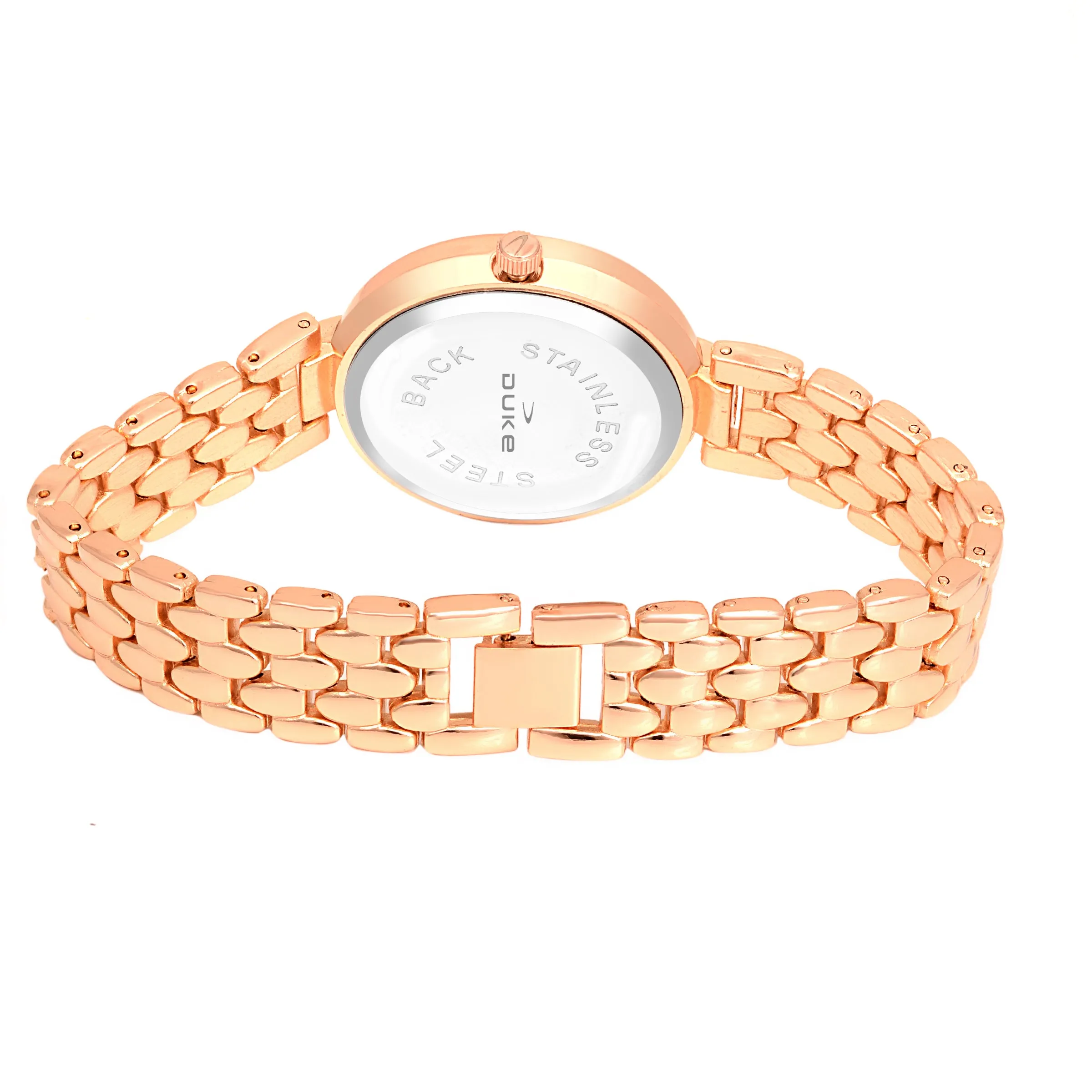 Duke Women Analog Studded Dial Metal Bracelet Strap Wrist Watch (DK7003RW02C)
