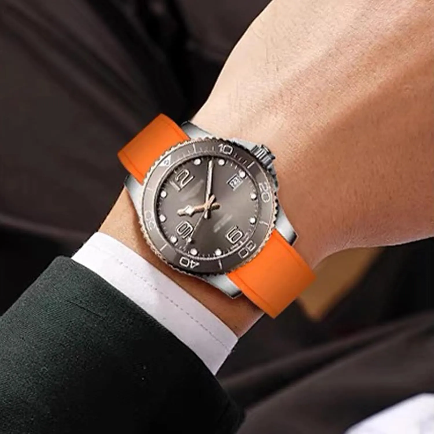 Durable FKM Rubber Watch Strap Universal Replacement Band Strap for Men Women FKM Rubber Watch Bands Deployment Clasp Adjustable CTS drive Fluororubber 19mm 20mm 21mm 22mm Quick Release Soft 