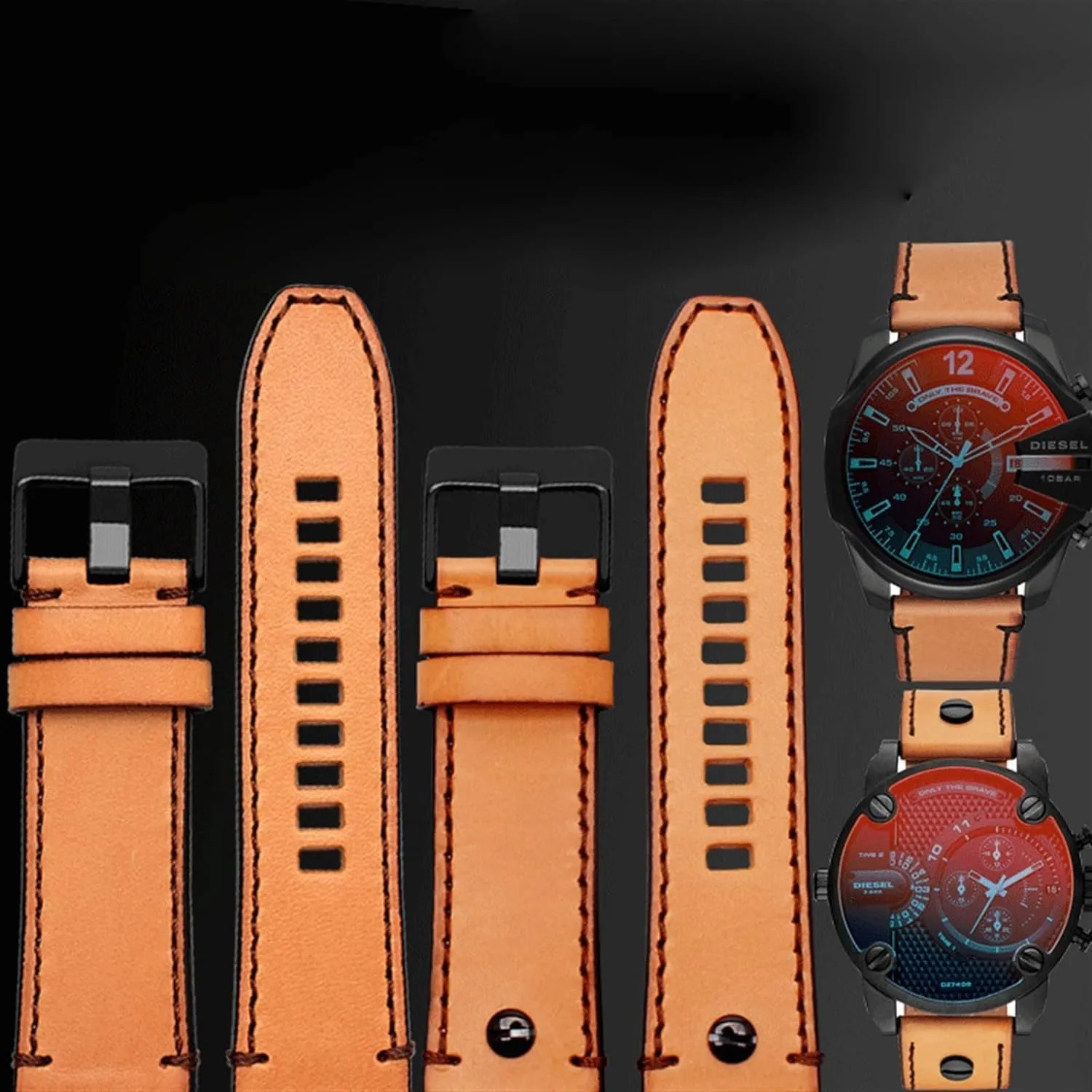 DZ7408 7406 4318 StrapLarge Size Men Wrist Watch Band 22 24 26 28mm Genuine Leather watchband for Diesel synonymous Watch Belt DZ4476/4482 