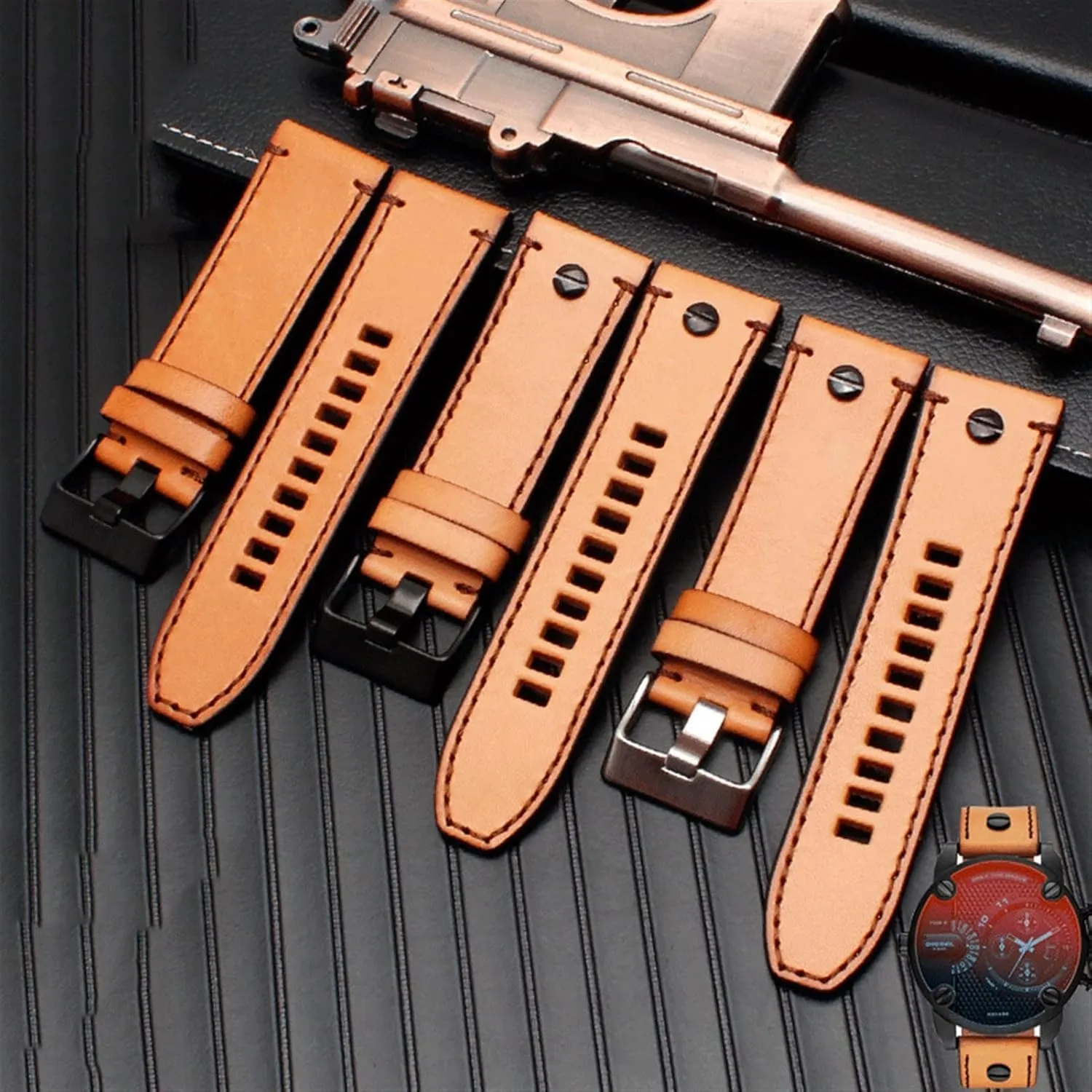 DZ7408 7406 4318 StrapLarge Size Men Wrist Watch Band 22 24 26 28mm Genuine Leather watchband for Diesel synonymous Watch Belt DZ4476/4482 