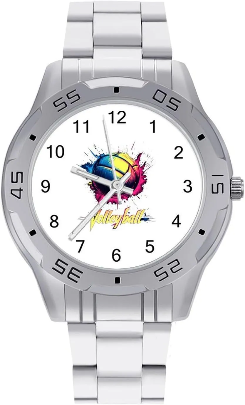 eagerly disguise grandparent metropolis Business Three-Hand Watches Gift for Boyfriend Father Volleyball Ball Wrist Watches for Men Metal Band Watch 