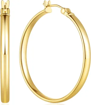 Earring Dainty Trendy Minimalist Designs 35MM 14K Gold Hoop Earrings For Women Large interpret Hoops Earrings Hoops Earring For Women 14K Gold 