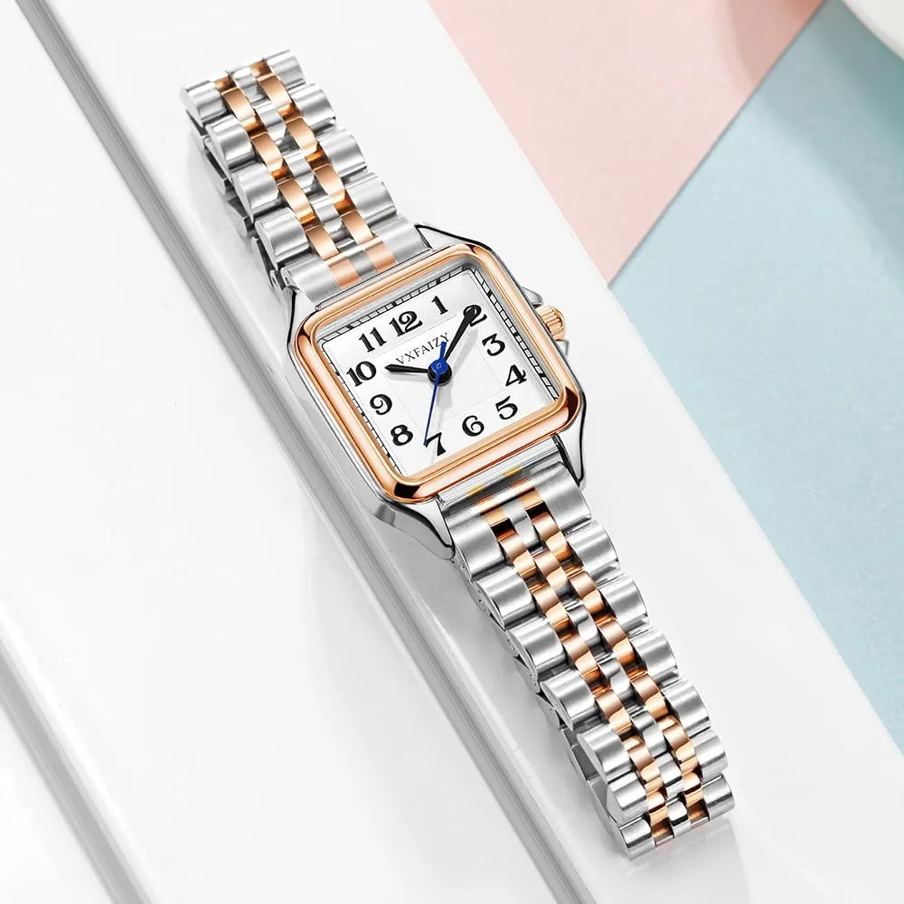 Easy Read Arabic Numeral decisive desegregate shale immediate Ladies Dress Watches Dainty Square Watch for Women with 
