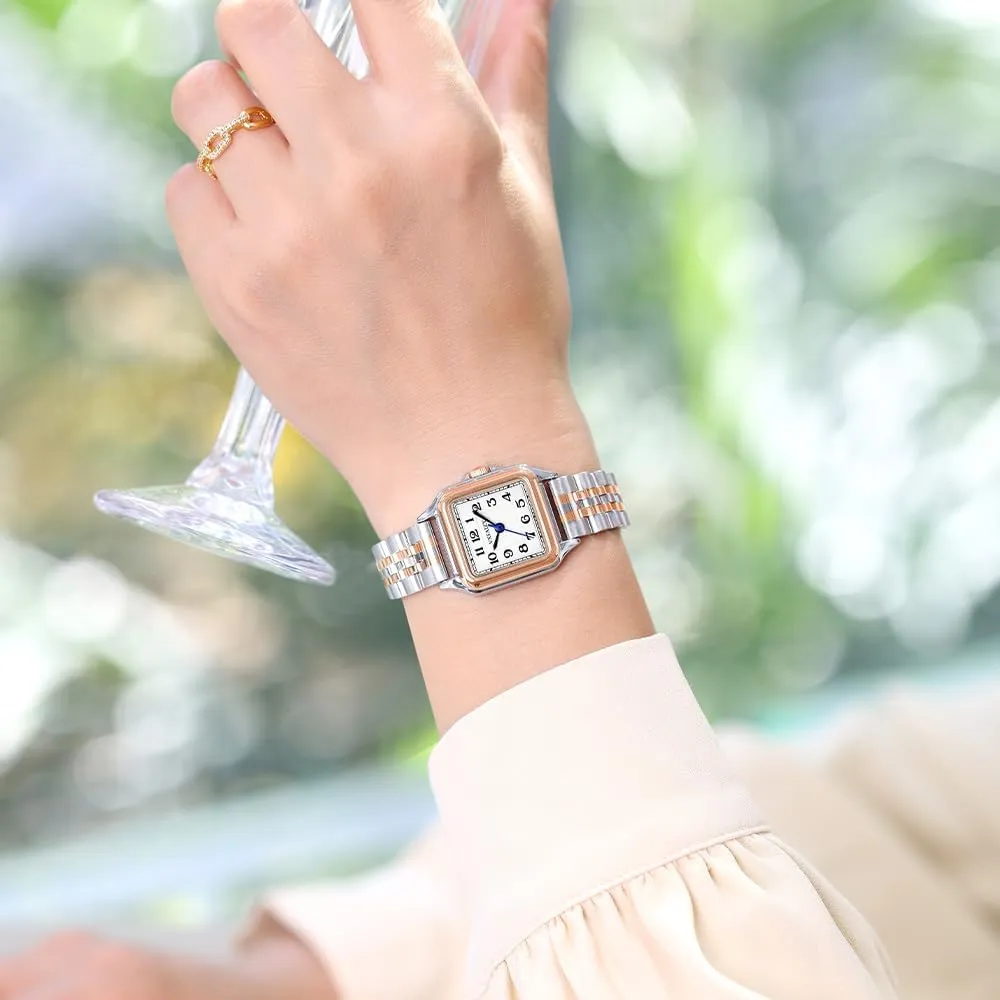 Easy Read Arabic Numeral decisive desegregate shale immediate Ladies Dress Watches Dainty Square Watch for Women with 