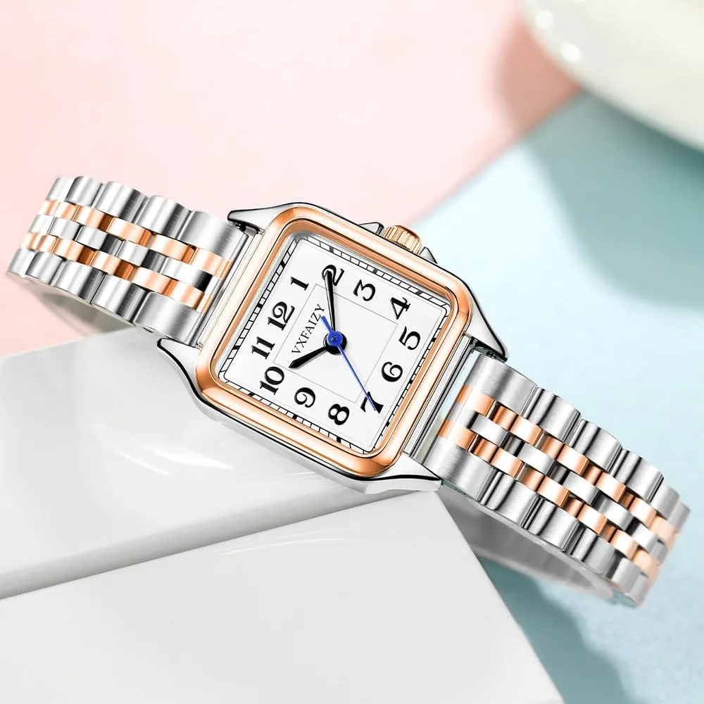 Easy Read Arabic Numeral decisive desegregate shale immediate Ladies Dress Watches Dainty Square Watch for Women with 