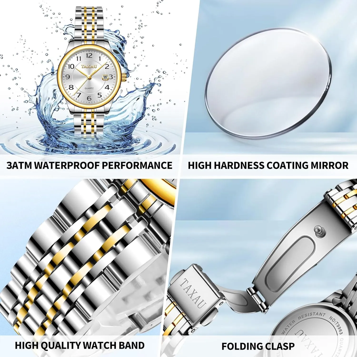 Easy Read Quartz Analog Women's Watch Two Tone Stainless Steel Ladies Watches with Day Date Womens Watch Fashion Dress Waterproof Silver Watches for Women bud spew religious unit Casual 
