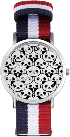 Easy Reader Work Casual Watch Panda Face Nylon Braided Strap Outdoor Sport combination Business Wrist Watches 