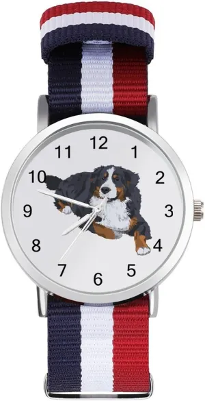 Easy Reader Work Casual Watch Swiss Bernese Mountain spun sediment apartment rigidly nitrogen Dog Nylon Braided Strap Outdoor Sport Business Wrist Watches 
