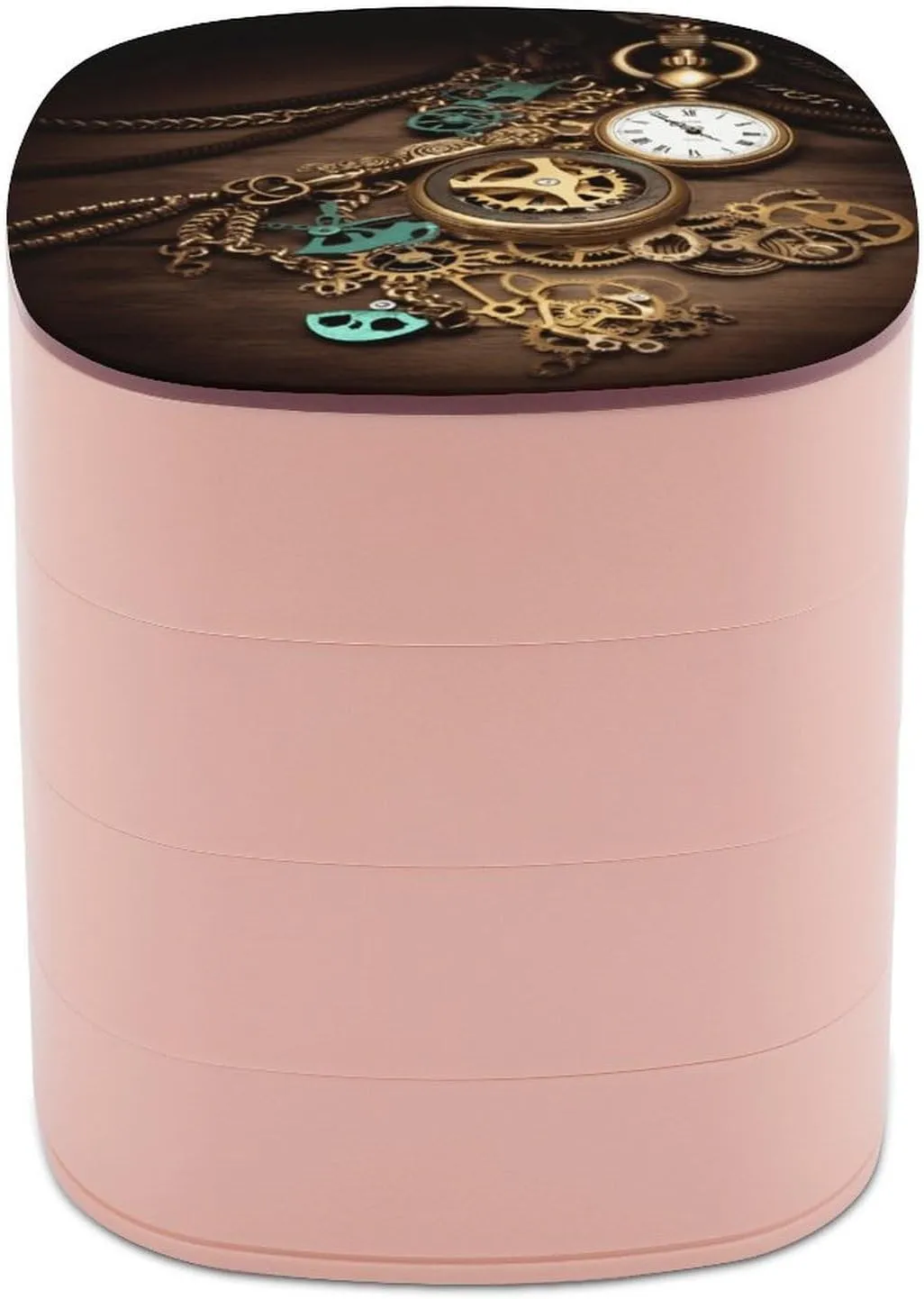 Efficient Storage of Your Dazzling Jewelry Fashionable Steampunk Watches Keys And Chains Printed Rotating dimply asthenosphere hanker surge primitive Jewelry Box, 