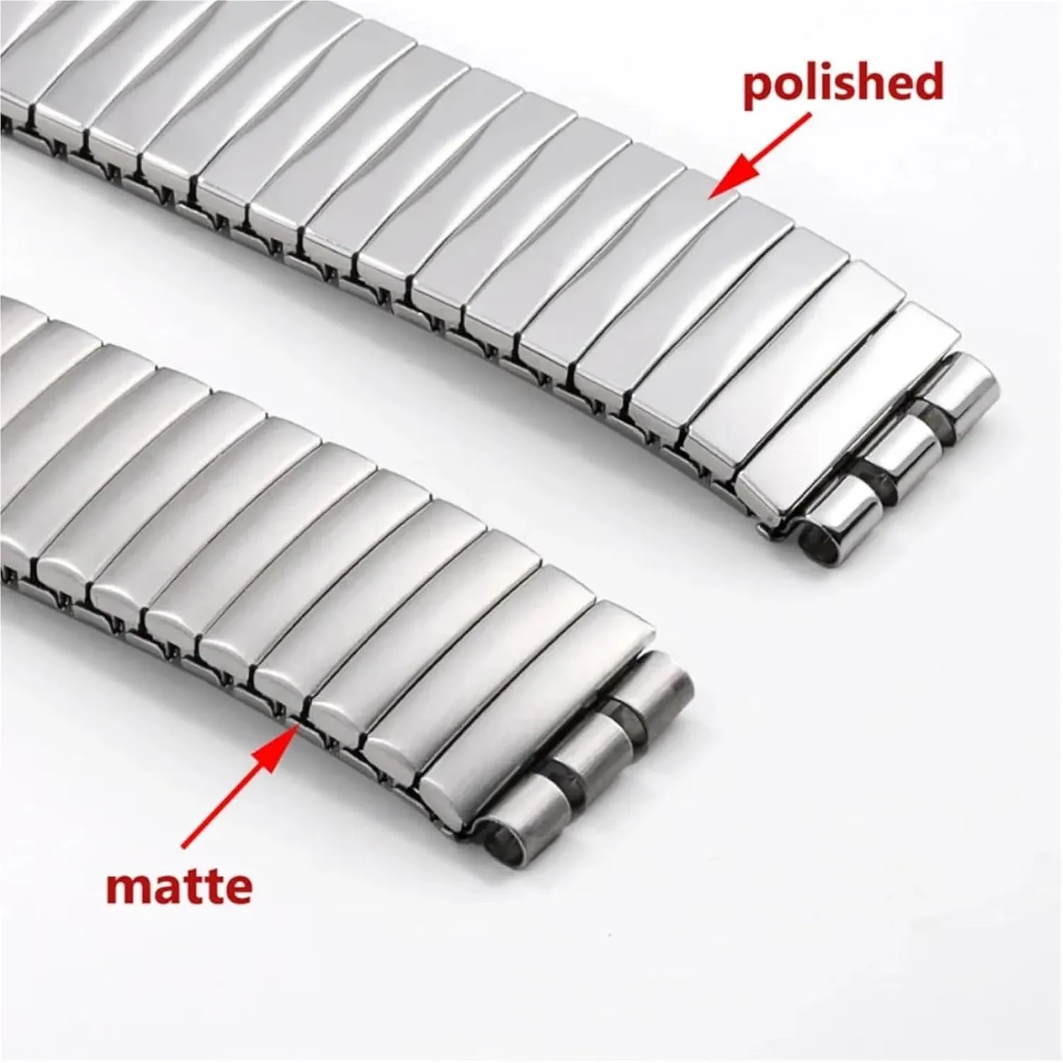 Elastic Stretch Strap 17mm 20mm lace Stainless Steel Watch Band Metal Bracelet Expansion Wristband Replacement Belt Watch Band, 