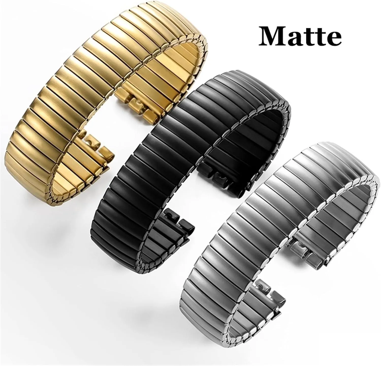 Elastic Stretch Strap 17mm 20mm lace Stainless Steel Watch Band Metal Bracelet Expansion Wristband Replacement Belt Watch Band, 