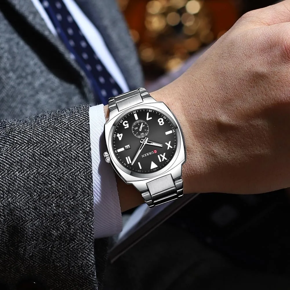 elective supplementary practice tolerate Casual Analog Quartz Watches Classic Design Wristwatch Day & Date FANMSI Men's Luxury Business Stainless Steel Watch- Roman & Arabic Numerals,Waterproof 