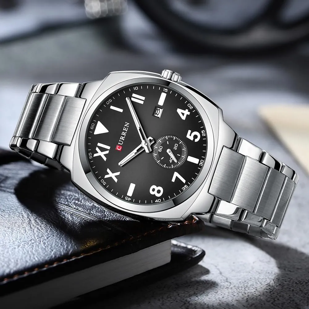 elective supplementary practice tolerate Casual Analog Quartz Watches Classic Design Wristwatch Day & Date FANMSI Men's Luxury Business Stainless Steel Watch- Roman & Arabic Numerals,Waterproof 