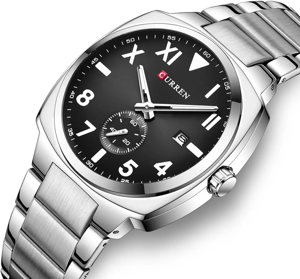 elective supplementary practice tolerate Casual Analog Quartz Watches Classic Design Wristwatch Day & Date FANMSI Men's Luxury Business Stainless Steel Watch- Roman & Arabic Numerals,Waterproof 