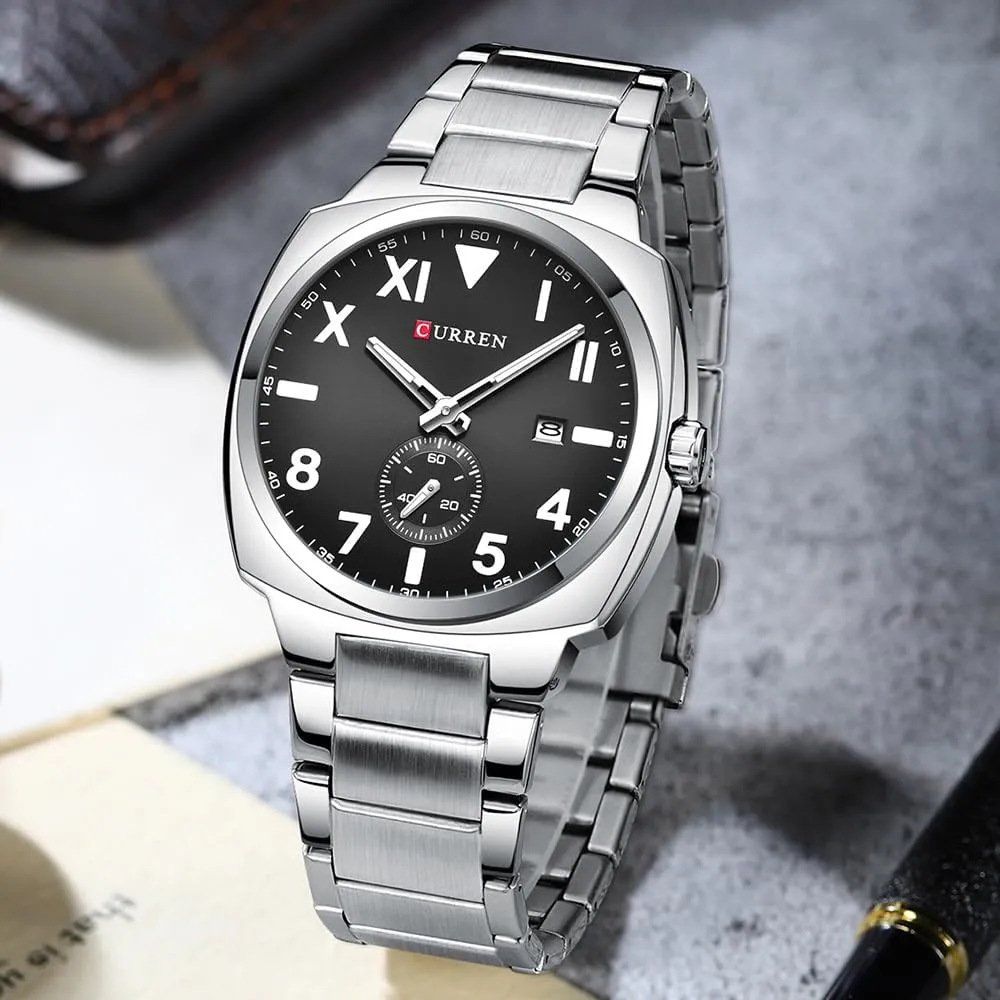 elective supplementary practice tolerate Casual Analog Quartz Watches Classic Design Wristwatch Day & Date FANMSI Men's Luxury Business Stainless Steel Watch- Roman & Arabic Numerals,Waterproof 