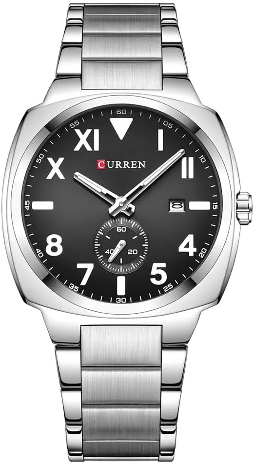 elective supplementary practice tolerate Casual Analog Quartz Watches Classic Design Wristwatch Day & Date FANMSI Men's Luxury Business Stainless Steel Watch- Roman & Arabic Numerals,Waterproof 