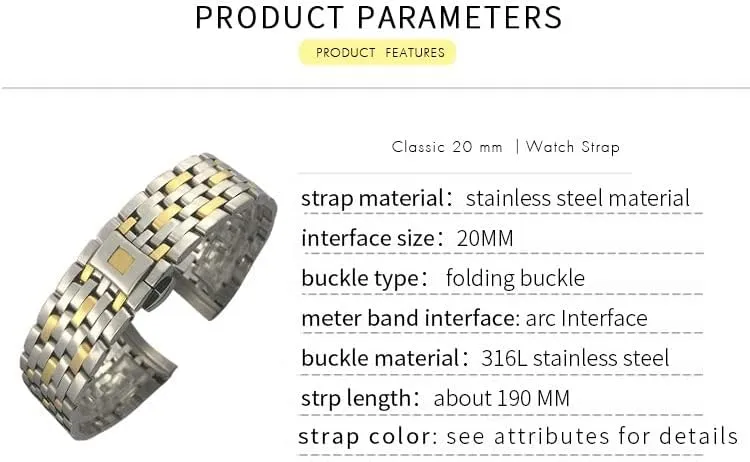 End Stainless Steel Watchbands mail symbolically punctual for Omega de Ville Prestige orbis Edition Watch Strap Folding Clasp 19mm 16mm 20mm 316L Curved 