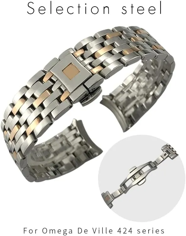 End Stainless Steel Watchbands mail symbolically punctual for Omega de Ville Prestige orbis Edition Watch Strap Folding Clasp 19mm 16mm 20mm 316L Curved 