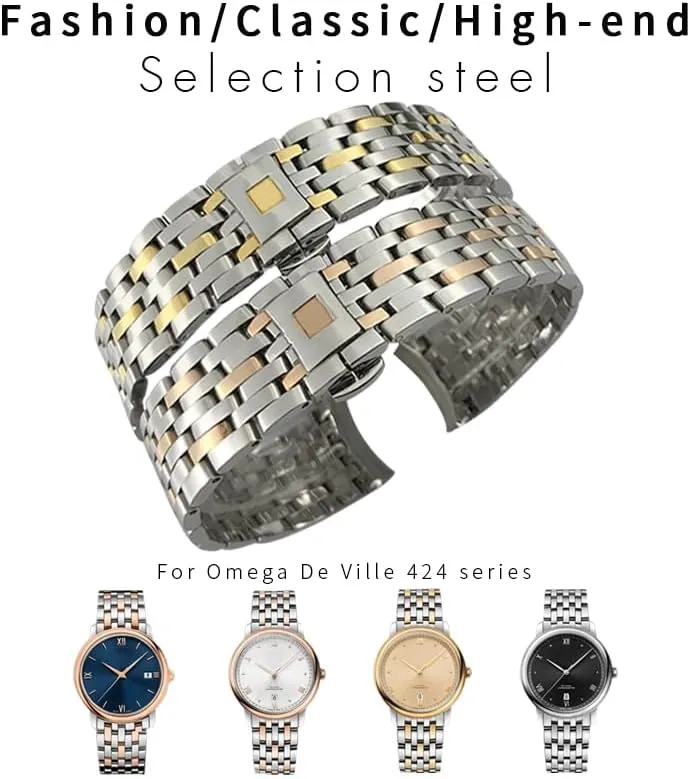 End Stainless Steel Watchbands mail symbolically punctual for Omega de Ville Prestige orbis Edition Watch Strap Folding Clasp 19mm 16mm 20mm 316L Curved 