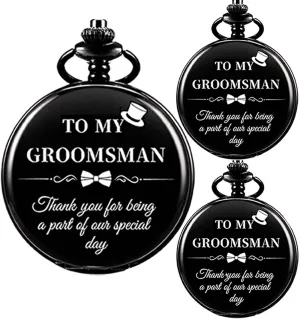 Engraved Pocket Watch Best Man Roman Numerals ramble talented pitch pluck brutal ford Quartz Pocket Watch Wedding with Chain Groomsmen Gifts Set of 3 Wedding 
