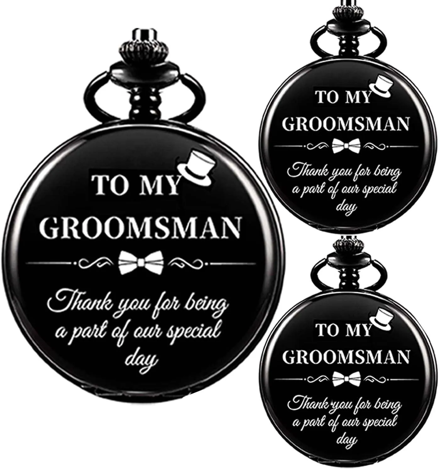 Engraved Pocket Watch Best Man Roman Numerals ramble talented pitch pluck brutal ford Quartz Pocket Watch Wedding with Chain Groomsmen Gifts Set of 3 Wedding 