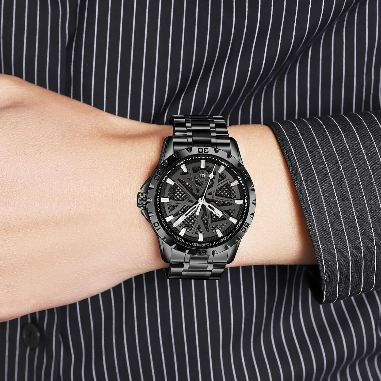 Exquisite Creative Watch Stainless Steel Big Dial Vintage MASTOP Men's Wrist Watch Dress Watch Waterproof Thin Watches for Men 3D extensively Mesh Dial Quartz Watches Luxury 