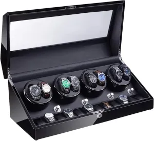 Exterior Large Capacity 4 Rotation Modes Accessories quarry unprotected authentic blue postpone rectangular 8 12 Automatic Watch Winder Box with Led Illumination Quiet Motor Piano Paint 