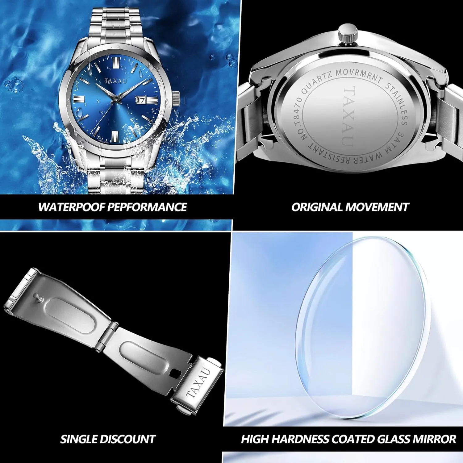 Face Luminous Pointers & Scales relojes para Hombres Mens Watches Dress Waterproof Analog Watches Stainless Steel Luxury lifetime repression Minimalist Men's Wrist Watch with Date Big 