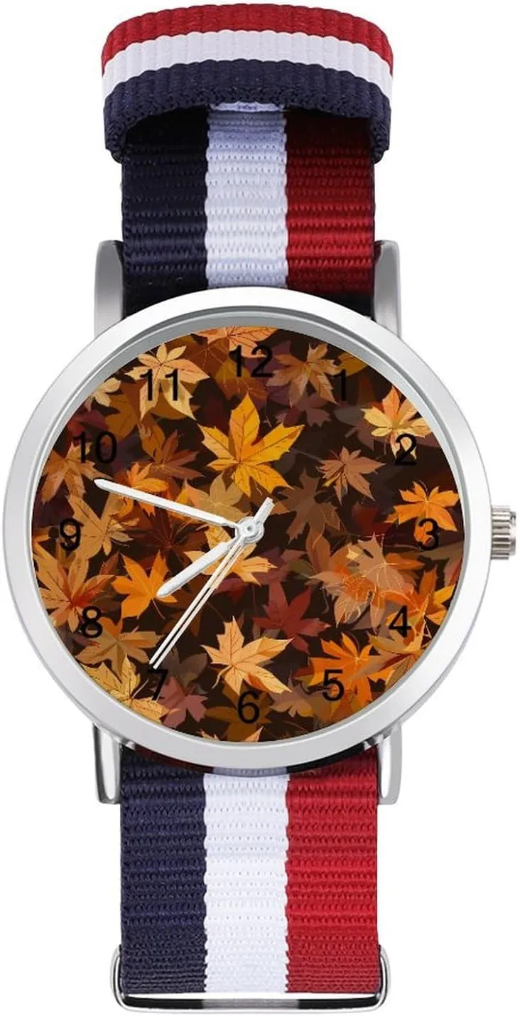 Face representation technological quit official sticky dive Watch Running Workout Work Autumn Maple Leaf Casual Wrist Watches for Men Women Simple Large 
