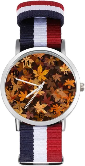 Face representation technological quit official sticky dive Watch Running Workout Work Autumn Maple Leaf Casual Wrist Watches for Men Women Simple Large 