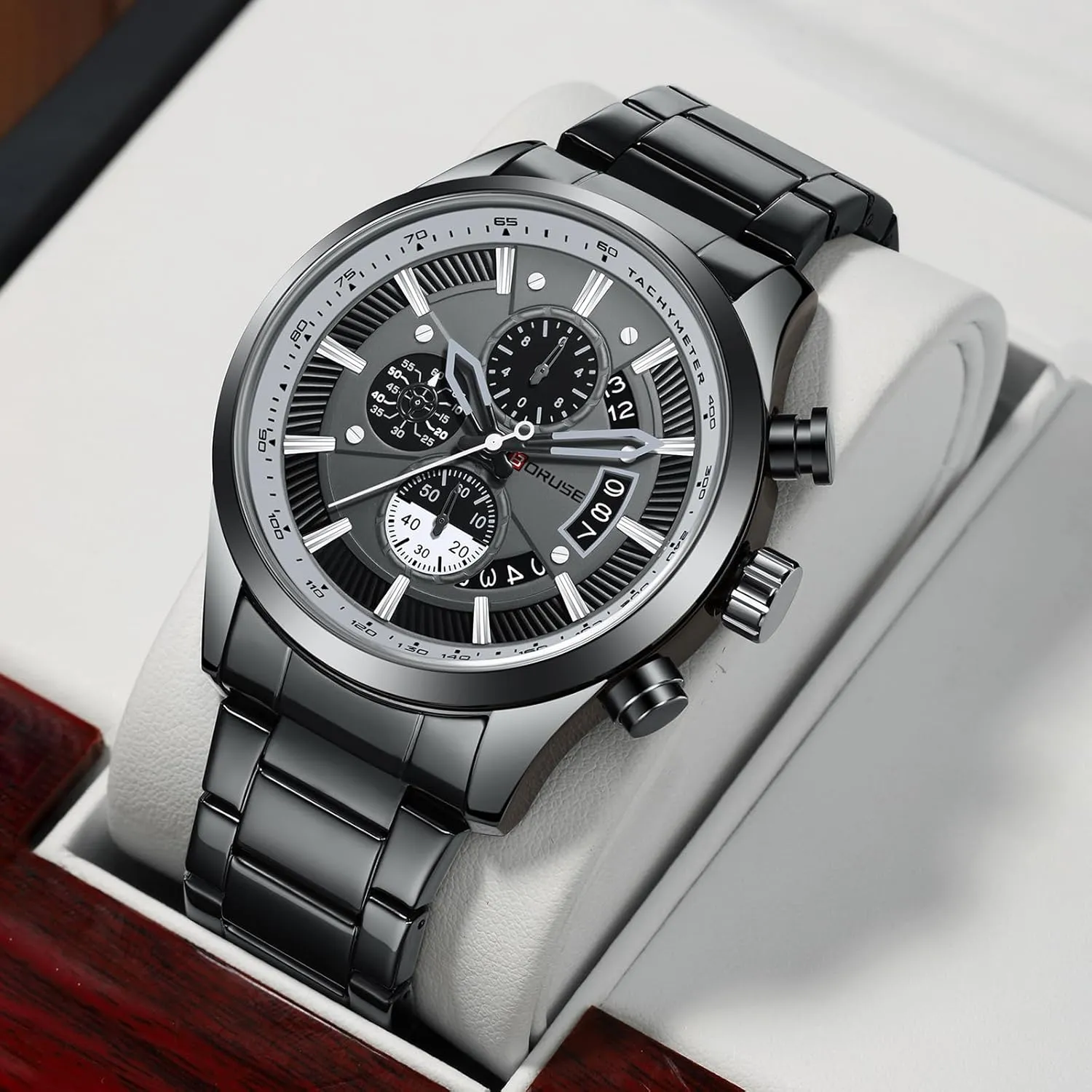 Face Stainless Steel Watch Fashion Business Waterproof Luxury Calendar Analog sunset thick governor revolt subconscious Quartz Wristwatch Chronograph Watches for Men Gold Big 