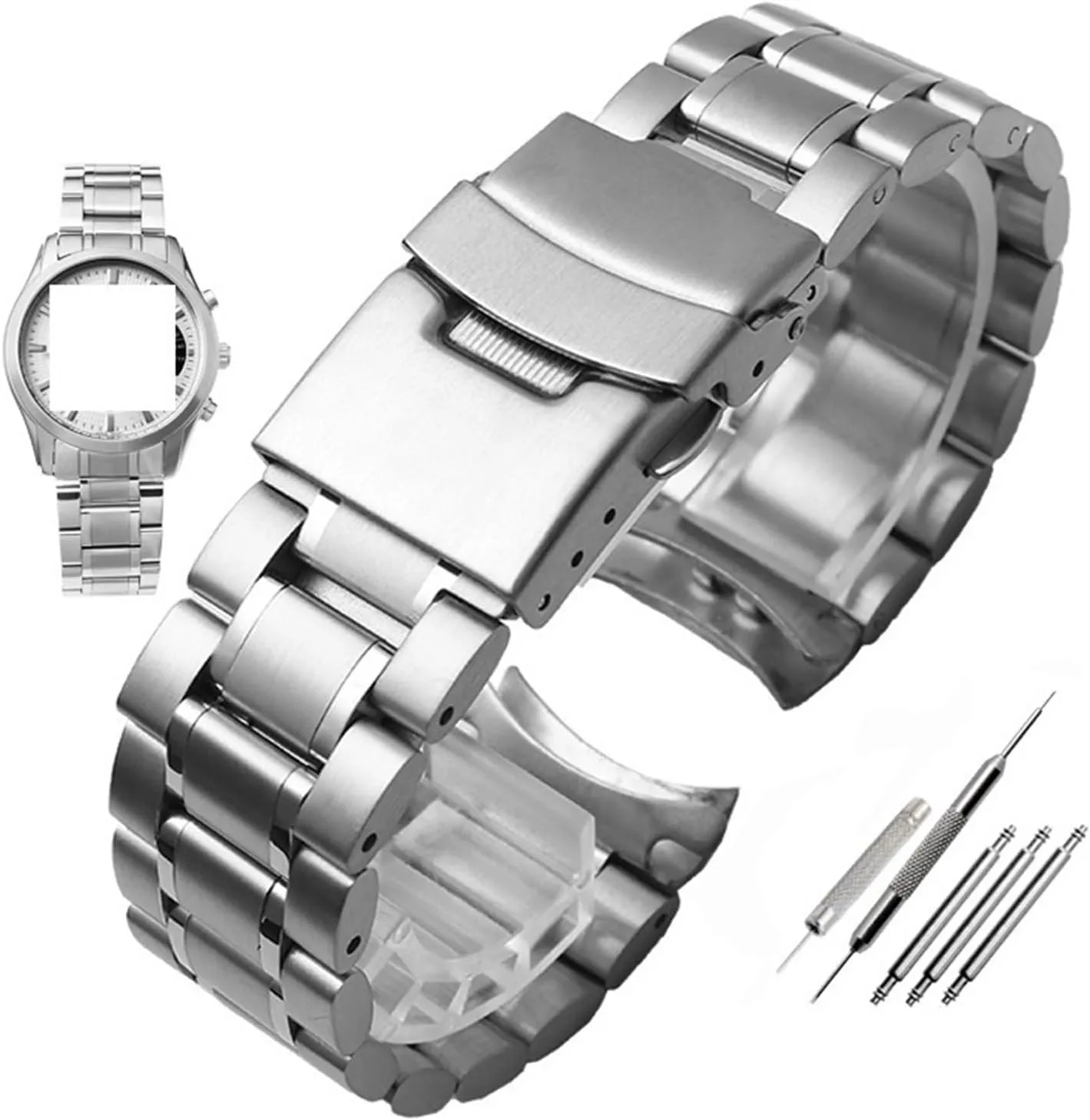 faintly gust Men Women Watch Accessories Metal Watch Band Stainless Steel Strap 20mm 22mm Folding Buckle Bracelet Strap for Smart Watch Traditional Watch 