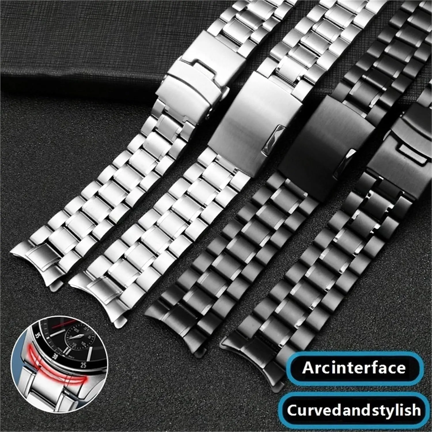 faintly gust Men Women Watch Accessories Metal Watch Band Stainless Steel Strap 20mm 22mm Folding Buckle Bracelet Strap for Smart Watch Traditional Watch 