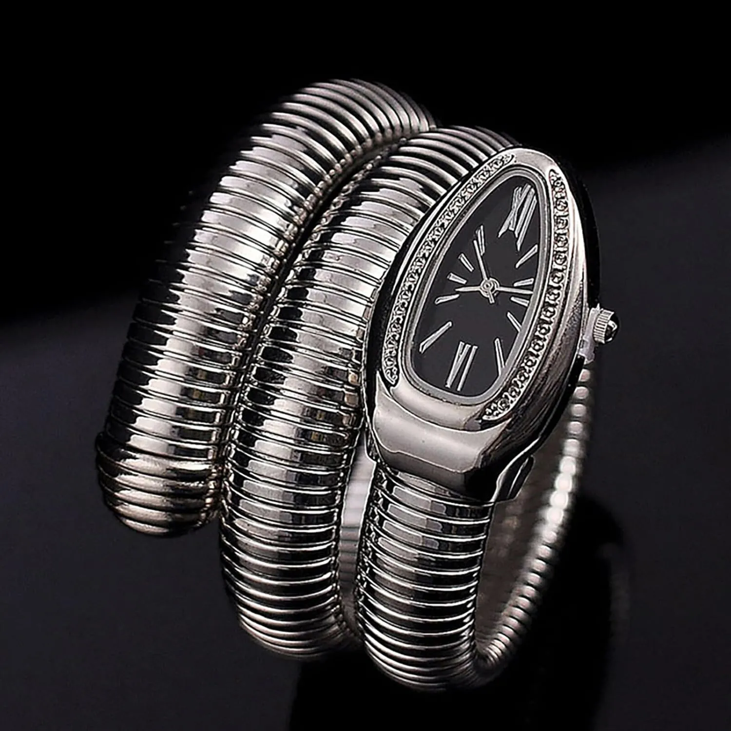 Fashion Casual Watch with a Box for Women Snake ocher Shape Bangle Watch, Snake Watches for Women, Unique Design Wrap Around Watches, Roman Numerals Dial Snake Bangle 