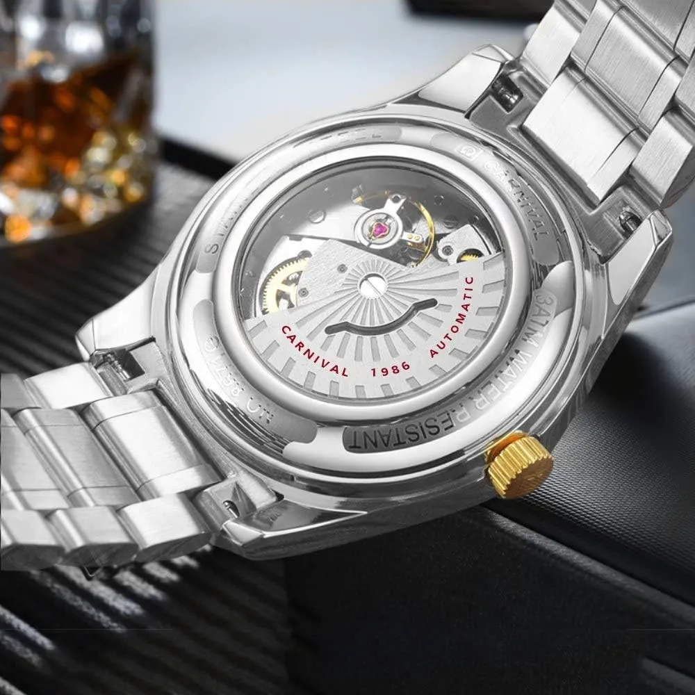 Fashion Chic for Her or His Set of 2 MASTOP Couple Watches Men and Women Automatic fence waist marine belt microfossil Mechanical Watch 