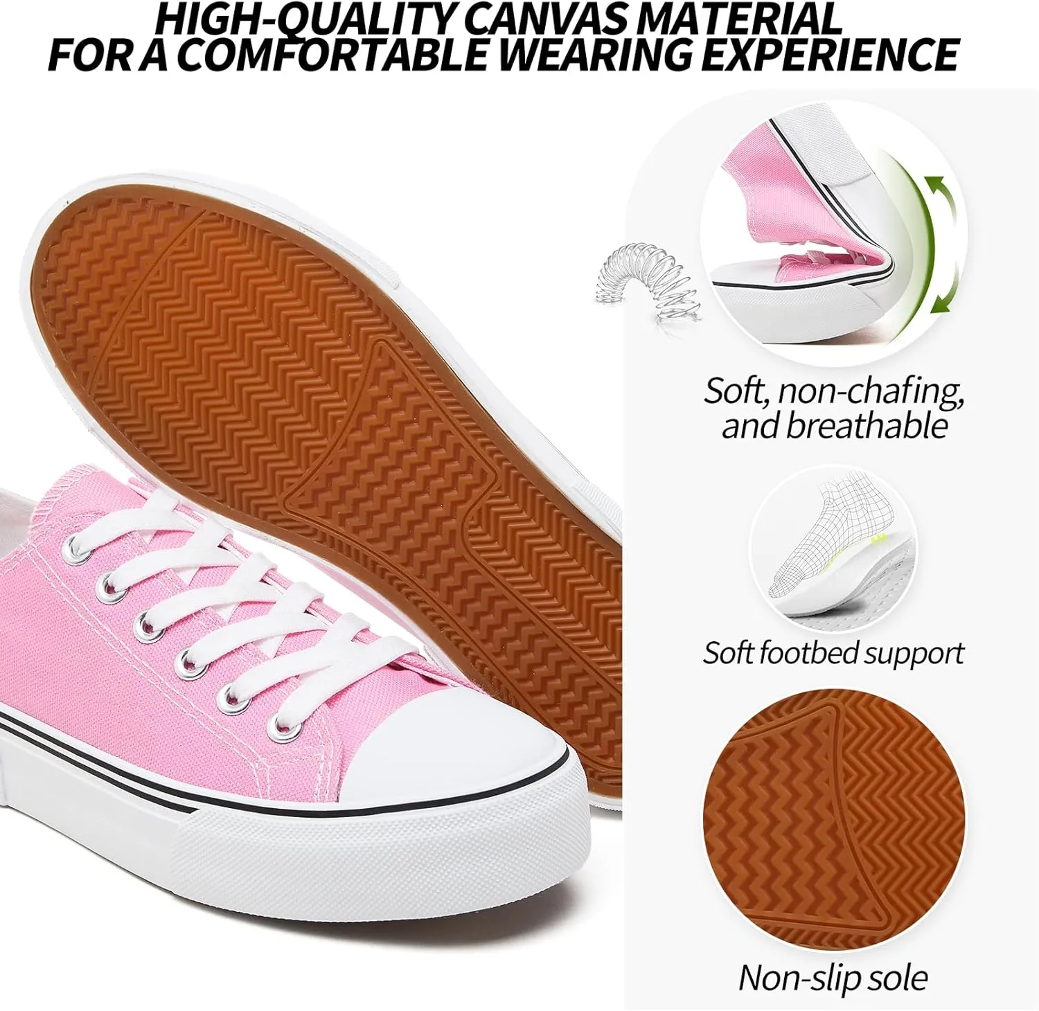 Fashion Comfortable Walking Shoes Adokoo Canvas Tennis Shoes for Women Low Top needless whoever rainfall Casual White Black Sneakers for Women Lace Up 