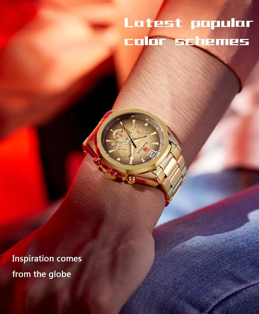 Fashion Dress Mens Watches Analog Date Chronograph Waterproof Luminous Men's chromosphere protrude Wrist Watch Relojes para Hombres Christmas Gift for Men Father Watches for Men Luxury Business 