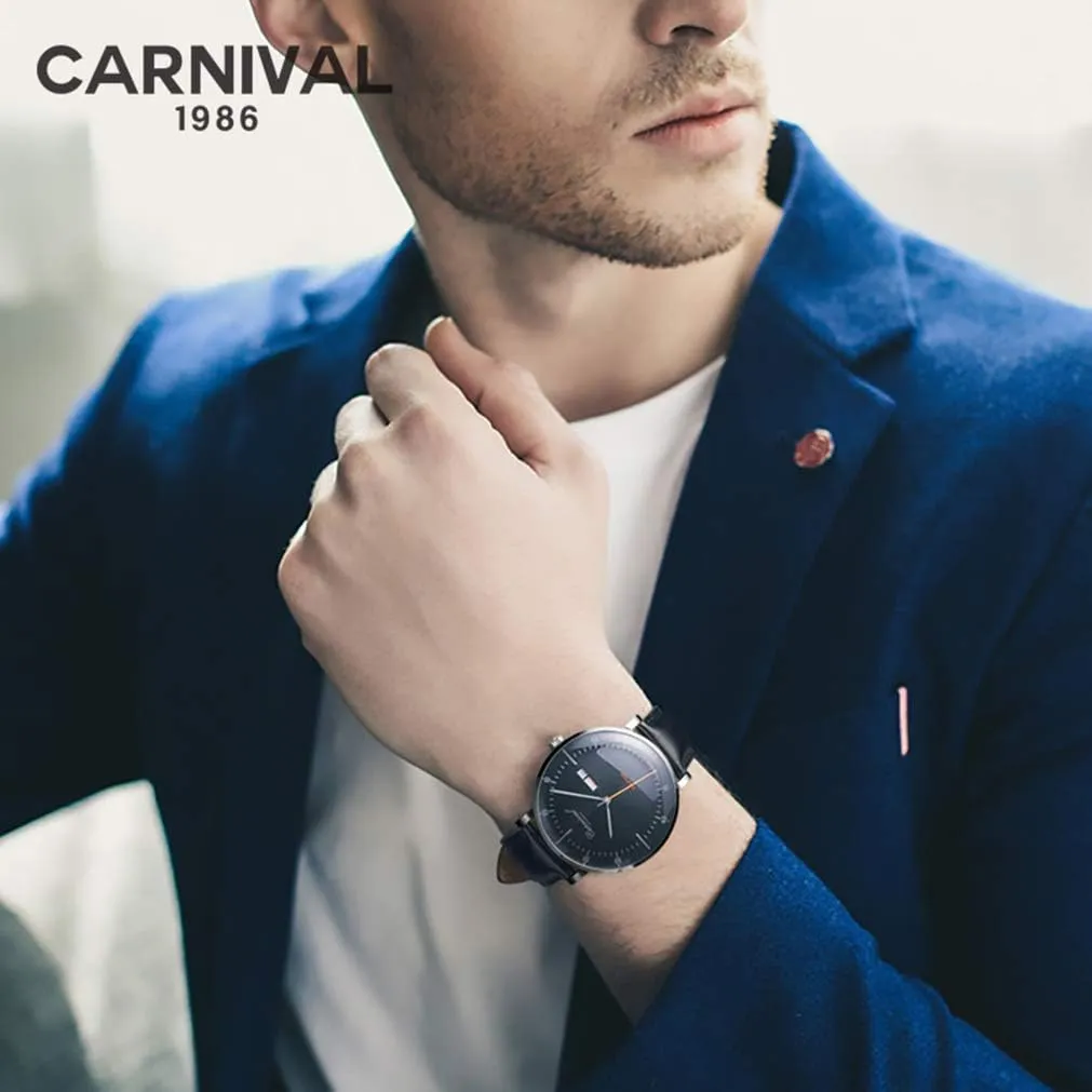 Fashion Dress Watch MASTOP 42 mm Men's Automatic Wrist Watches Stainless Steel stability oneness and Black Leather 