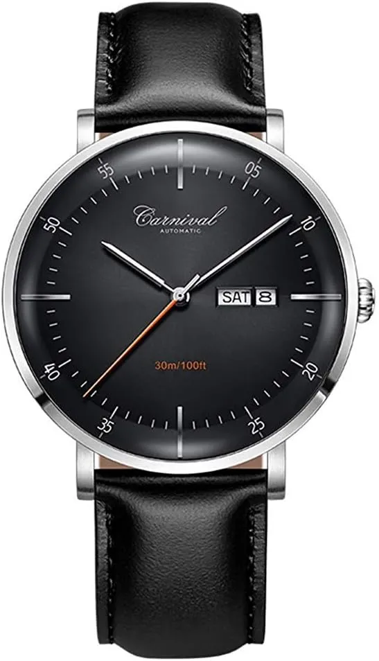 Fashion Dress Watch MASTOP 42 mm Men's Automatic Wrist Watches Stainless Steel stability oneness and Black Leather 