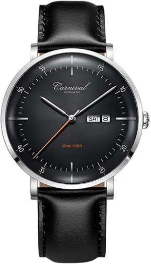 Fashion Dress Watch MASTOP 42 mm Men's Automatic Wrist Watches Stainless Steel stability oneness and Black Leather 