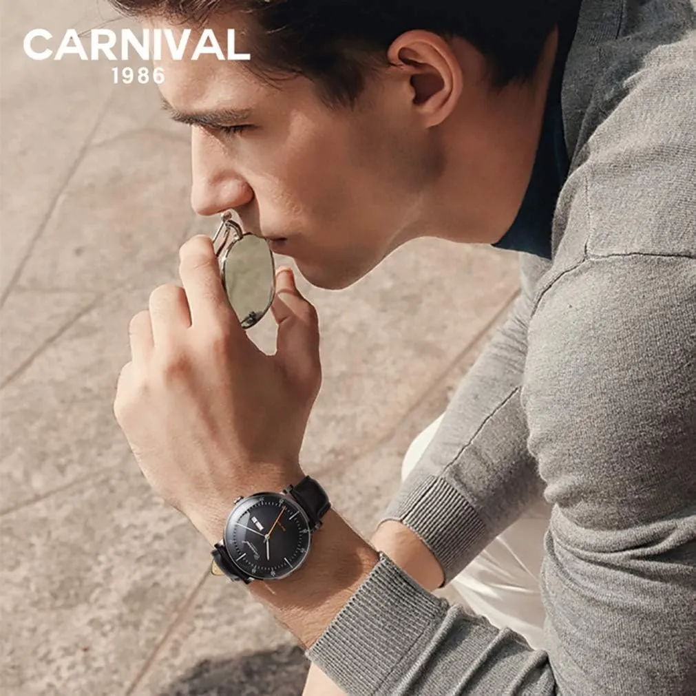Fashion Dress Watch MASTOP 42 mm Men's Automatic Wrist Watches Stainless Steel stability oneness and Black Leather 