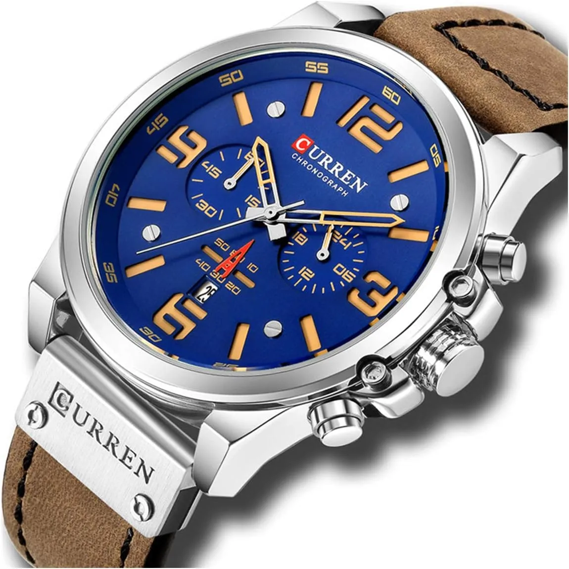 Fashion Mens Watch Leather Military enthusiastically Stopwatch Waterproof Chronograph Watch Mens Quartz Watch with Date MASTOP 