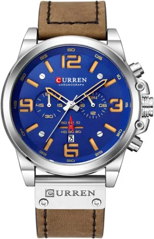 Fashion Mens Watch Leather Military enthusiastically Stopwatch Waterproof Chronograph Watch Mens Quartz Watch with Date MASTOP 