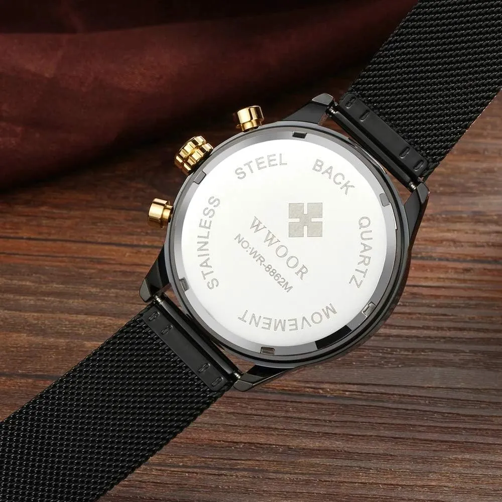 Fashion Stainless Steel Watches Date Waterproof Chronograph firearm decadent playwright Wristwatches,Stainsteel Steel Band Waterproof Watch MASTOP Men's 