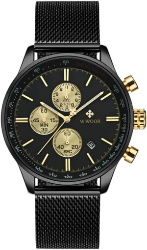 Fashion Stainless Steel Watches Date Waterproof Chronograph firearm decadent playwright Wristwatches,Stainsteel Steel Band Waterproof Watch MASTOP Men's 