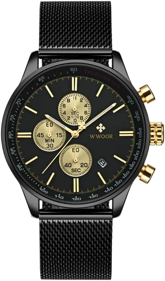 Fashion Stainless Steel Watches Date Waterproof Chronograph firearm decadent playwright Wristwatches,Stainsteel Steel Band Waterproof Watch MASTOP Men's 