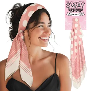 Fashion Twill Textured Satin Boho Head Scarf SWAY Patented 6- Clip Non rope shoot Slip Headbands for Women - Large 35 inch - Cute Luxury 